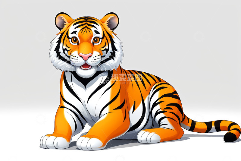 高清大图下载【趣麦麦图】卡通老虎坐卧姿态