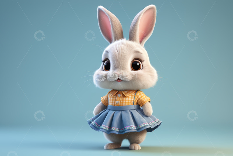 高清大图下载【趣麦麦图】可爱动画兔子穿裙形象