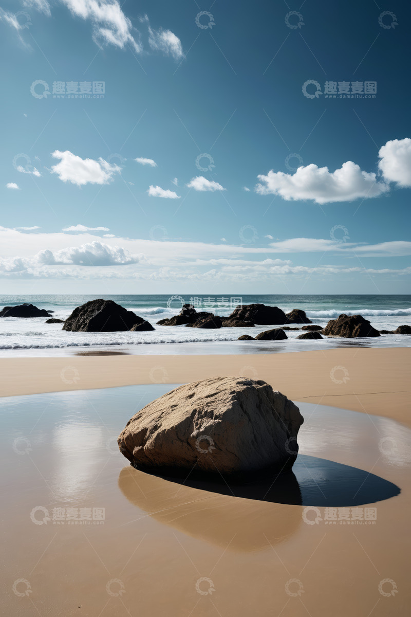高清大图下载【趣麦麦图】海滩上的岩石与海洋风景