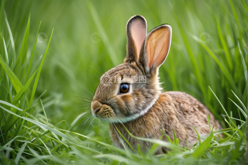高清大图下载【趣麦麦图】草丛中的兔子特写