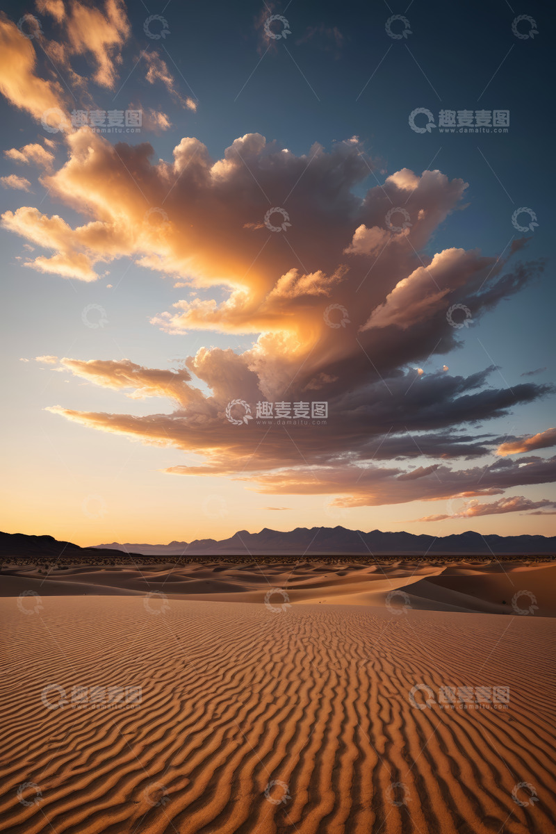 高清大图下载【趣麦麦图】沙漠黄昏时分壮丽风光