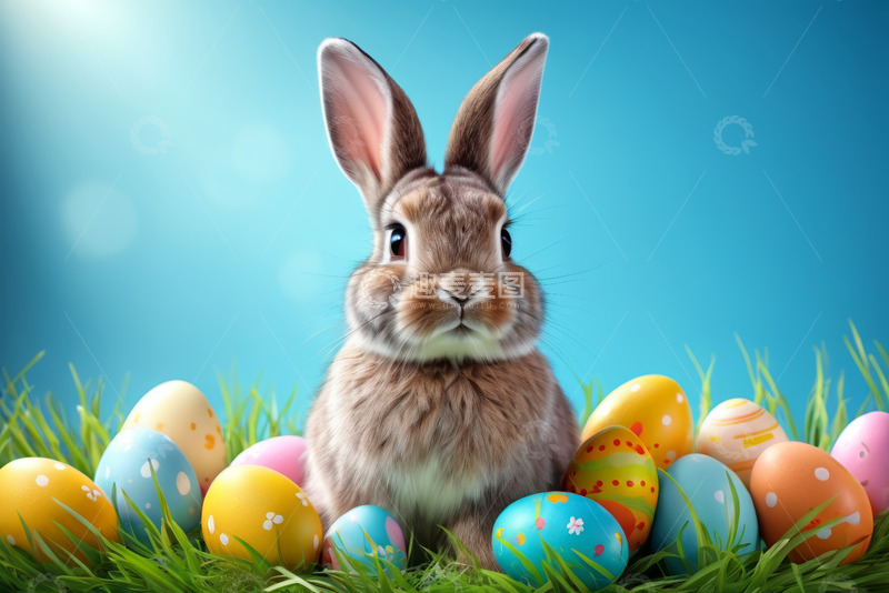 高清大图下载【趣麦麦图】复活节兔子与彩蛋特写