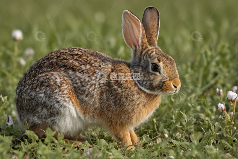 高清大图下载【趣麦麦图】草地上的野兔特写