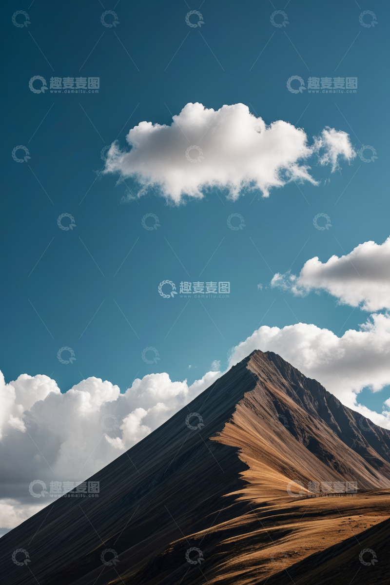 高清大图下载【趣麦麦图】蓝天白云下的高山自然风光