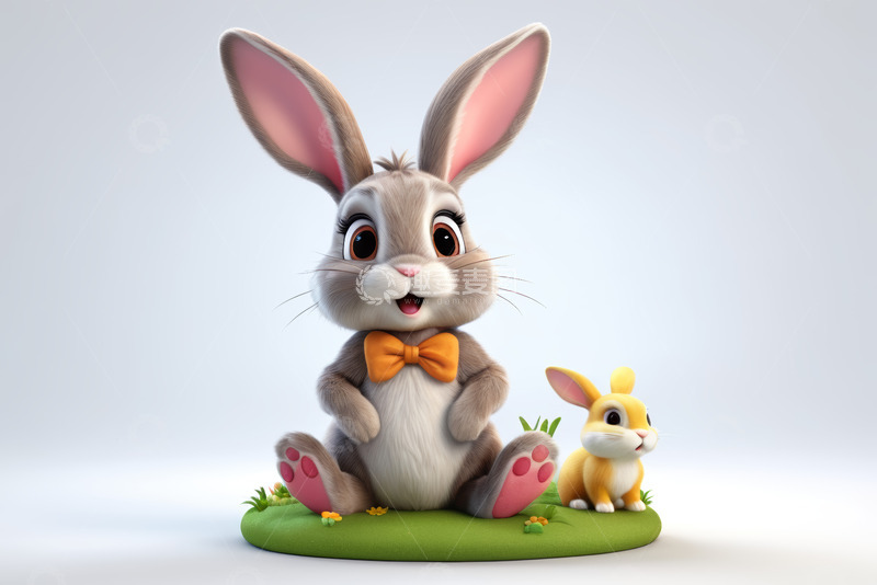 高清大图下载【趣麦麦图】可爱动画兔子与小兔形象