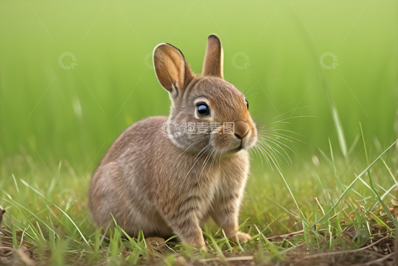 高清大图下载【趣麦麦图】草地上的棕色兔子特写