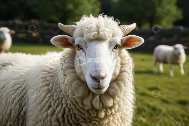 高清大图下载【趣麦麦图】草地绵羊特写