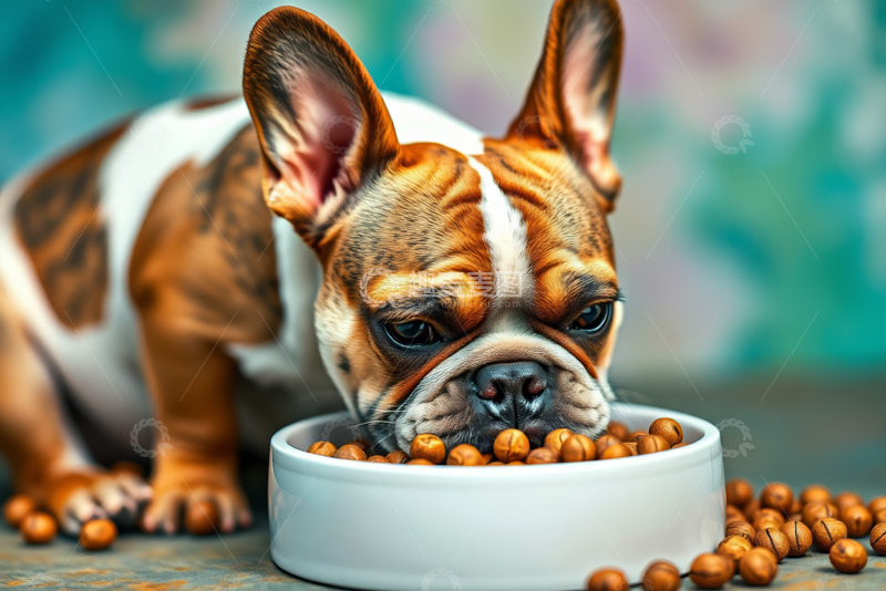 高清大图下载【趣麦麦图】法国斗牛犬进食画面