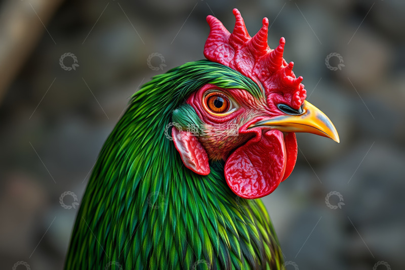 高清大图下载【趣麦麦图】色彩艳丽的公鸡特写
