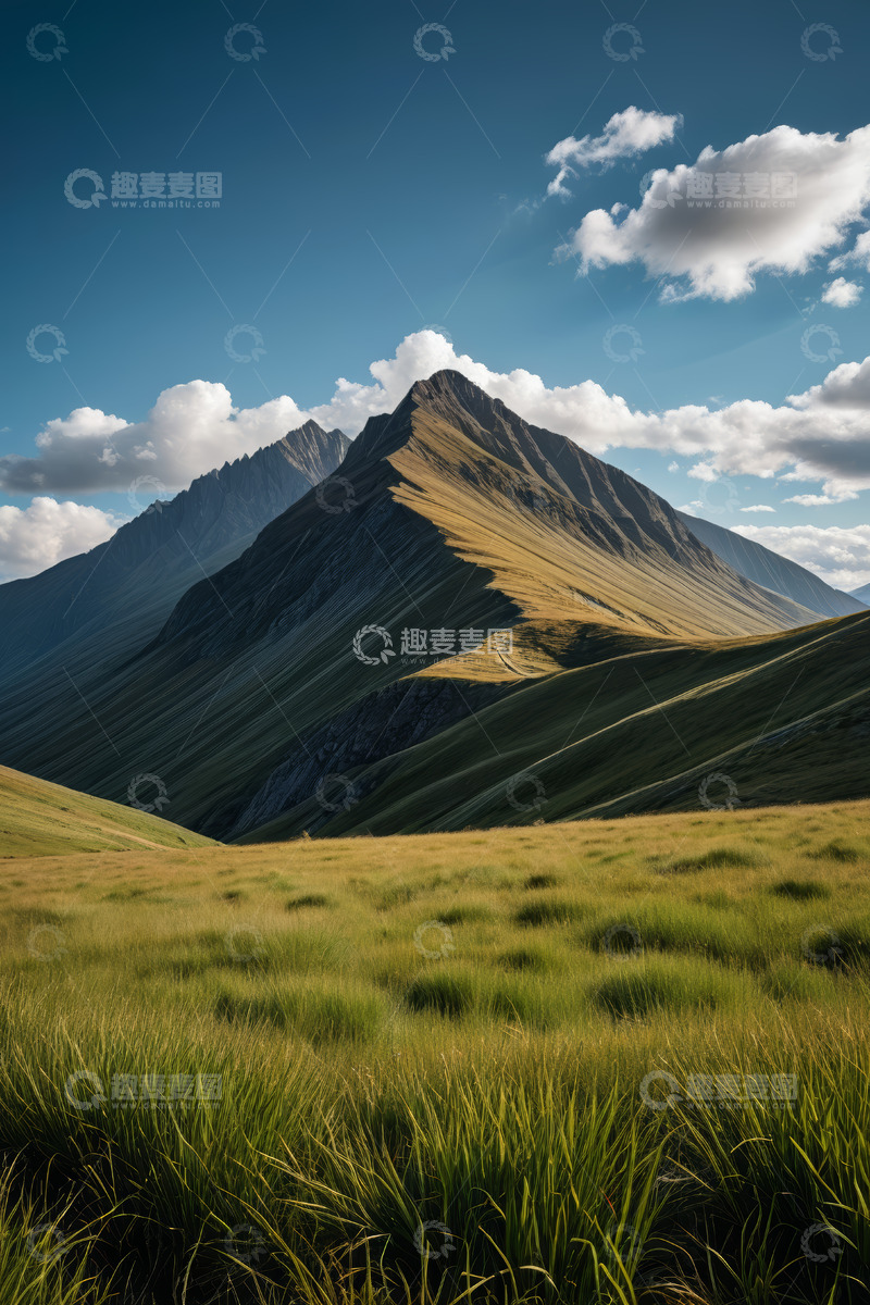 高清大图下载【趣麦麦图】高山下的草原自然风光