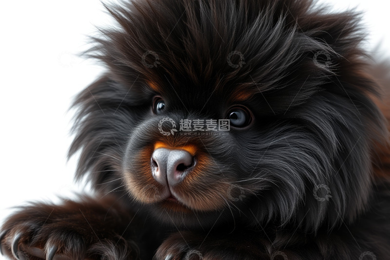 高清大图下载【趣麦麦图】毛茸茸黑棕色小狗特写