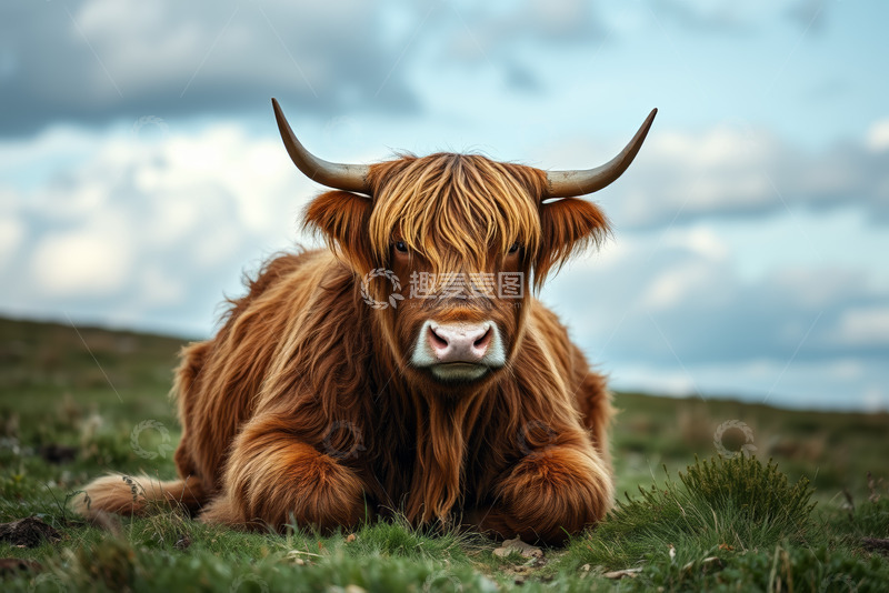 高清大图下载【趣麦麦图】草原上休憩的长毛牛