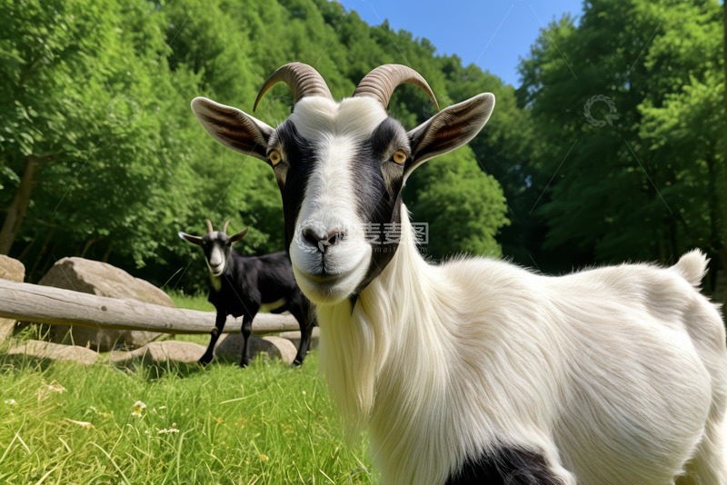 高清大图下载【趣麦麦图】草地中的山羊特写
