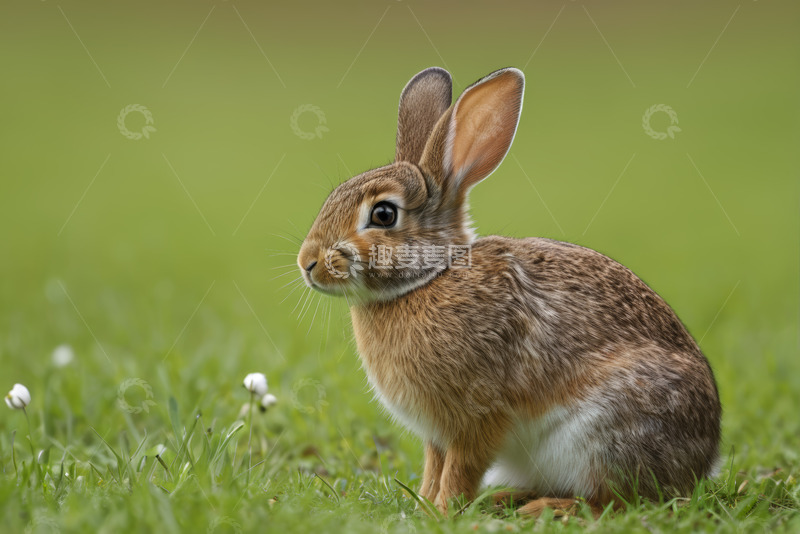 高清大图下载【趣麦麦图】草地上的棕色野兔特写