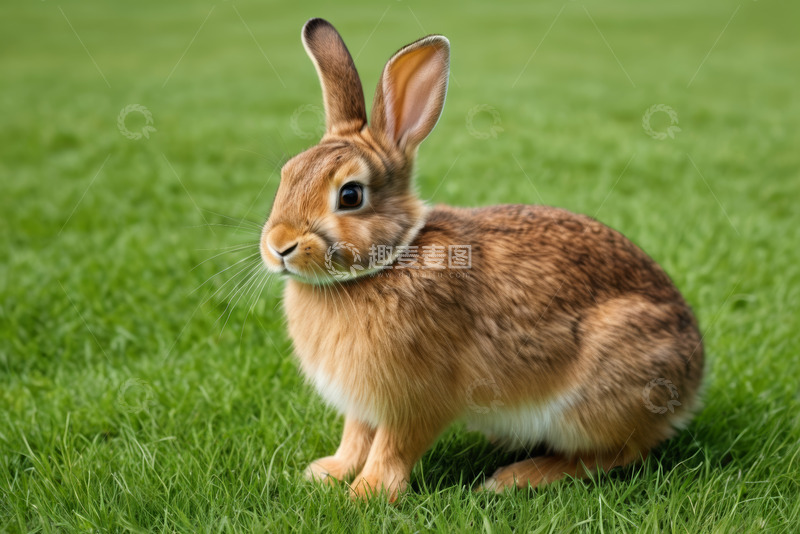 高清大图下载【趣麦麦图】草地上的棕色兔子