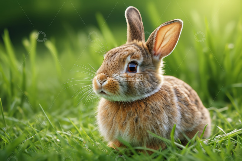 高清大图下载【趣麦麦图】草地上的可爱兔子