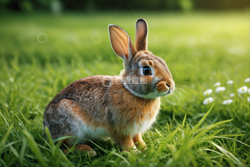 高清大图下载【趣麦麦图】草地上的可爱兔子