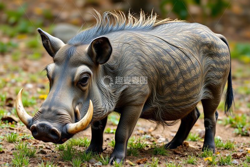 高清大图下载【趣麦麦图】野外站立的野猪特写