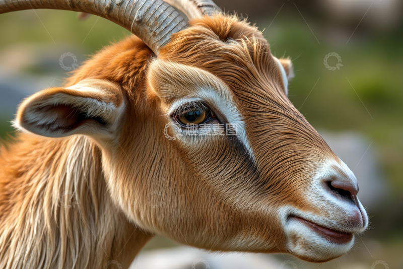 高清大图下载【趣麦麦图】长角山羊头部特写