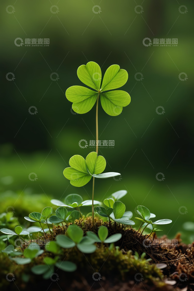 高清大图下载【趣麦麦图】特写四叶草植物生长景象