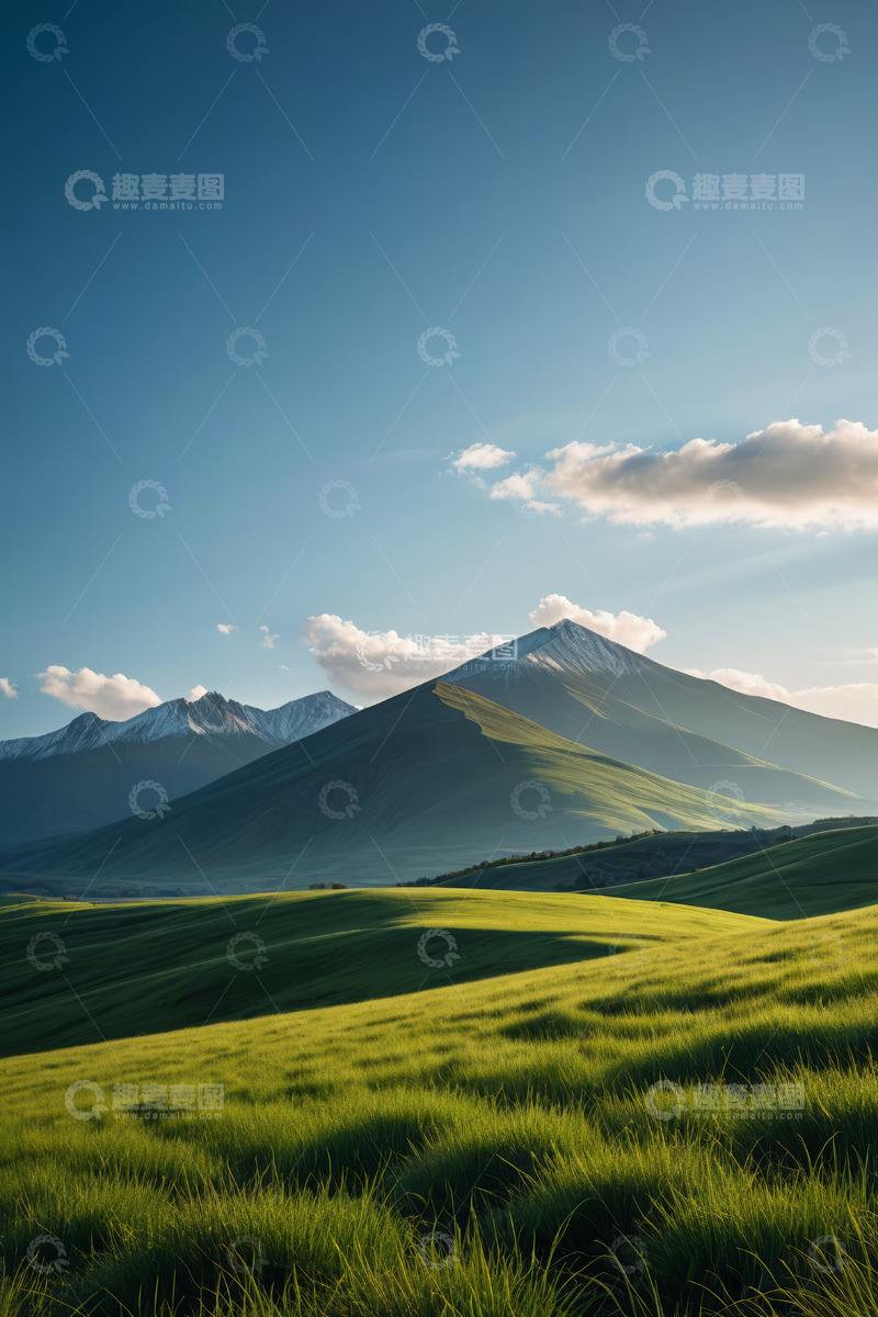 高清大图下载【趣麦麦图】草原与远山自然风光