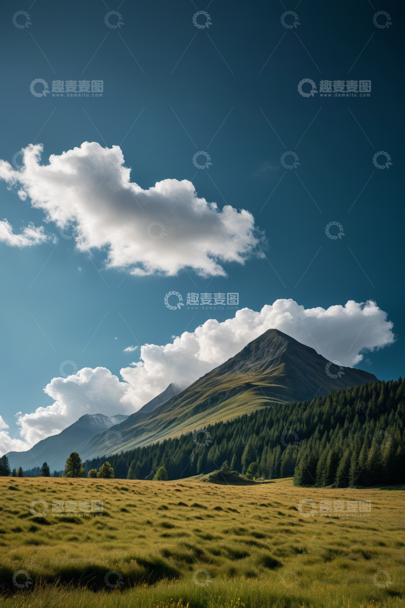 高清大图下载【趣麦麦图】山景草原蓝天白云自然风光