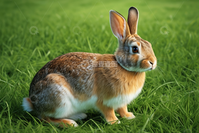 高清大图下载【趣麦麦图】草地上的可爱兔子