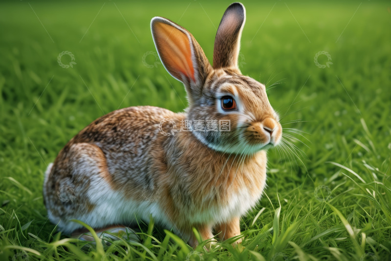 高清大图下载【趣麦麦图】草地上的棕色兔子特写