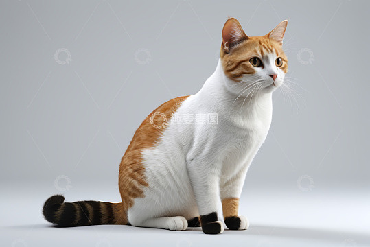坐姿橘白相间宠物猫