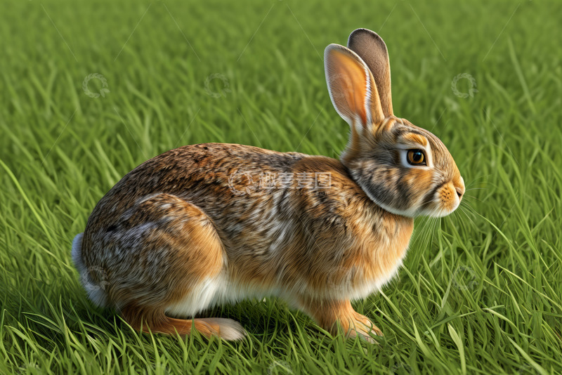 高清大图下载【趣麦麦图】草地上的兔子特写