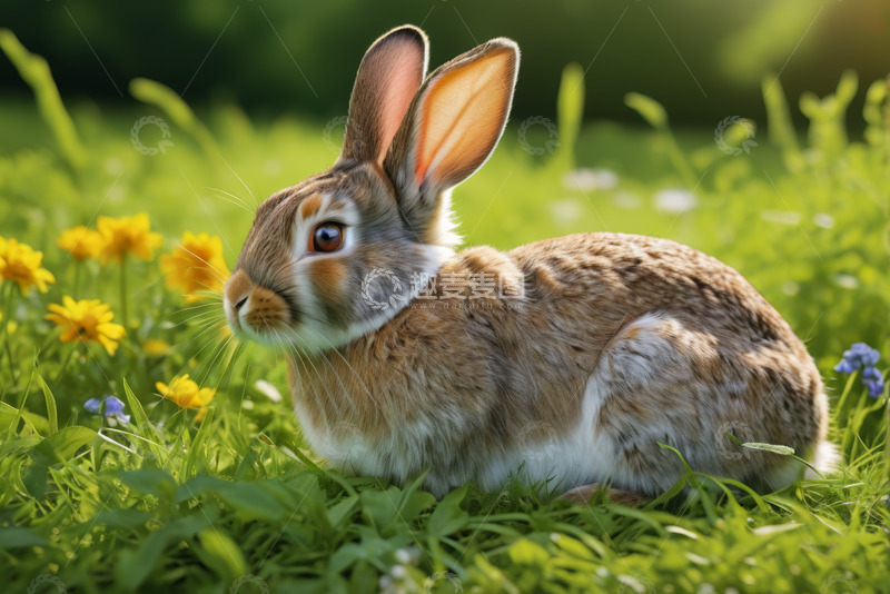 高清大图下载【趣麦麦图】草地上的兔子特写