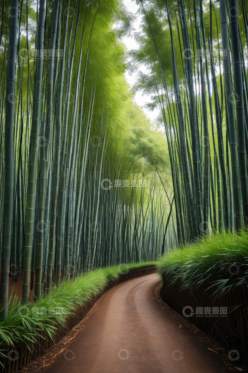高清大图下载【趣麦麦图】竹林中的蜿蜒小路