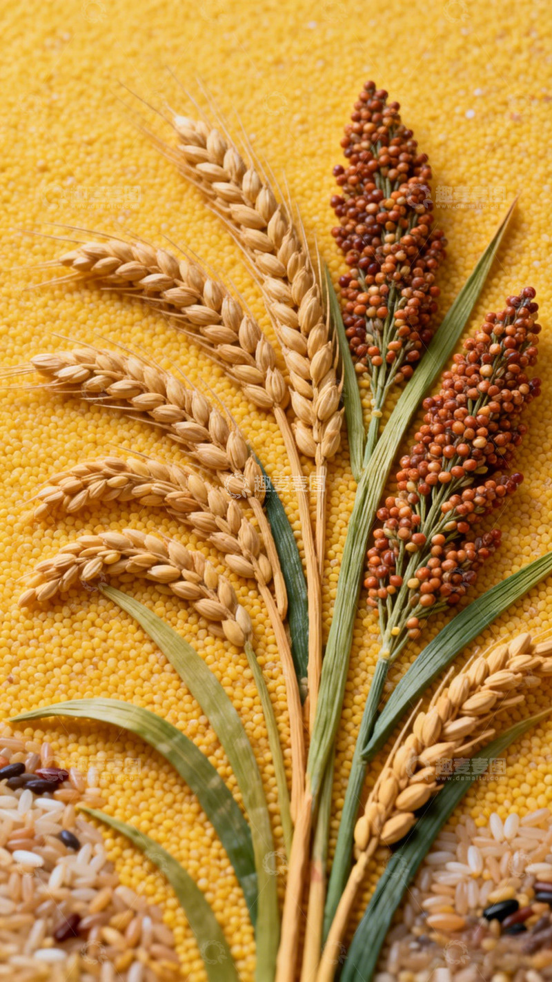 高清大图下载【趣麦麦图】谷物丰收展示图