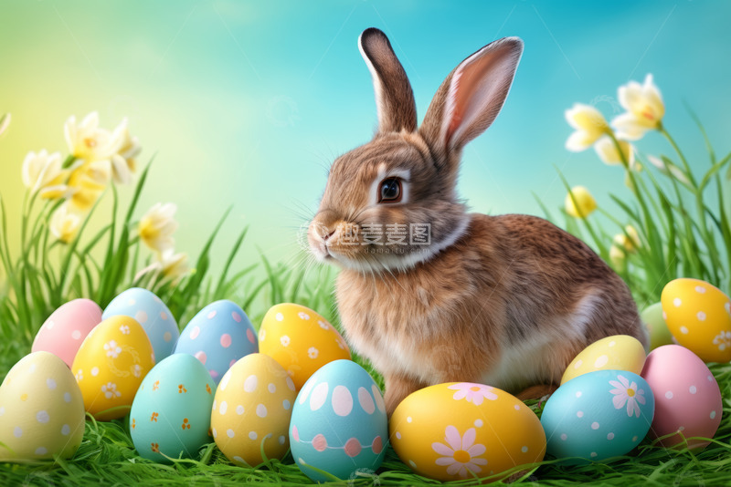 高清大图下载【趣麦麦图】复活节兔子与彩蛋