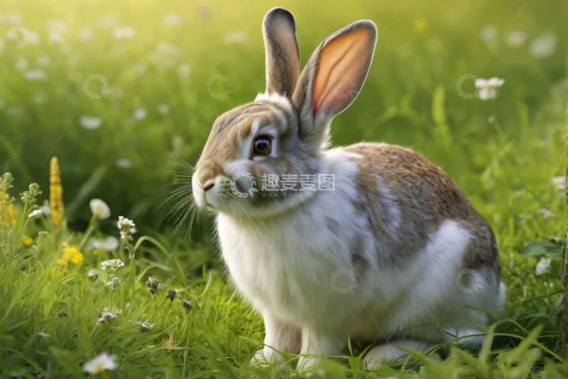 高清大图下载【趣麦麦图】草地上的兔子特写
