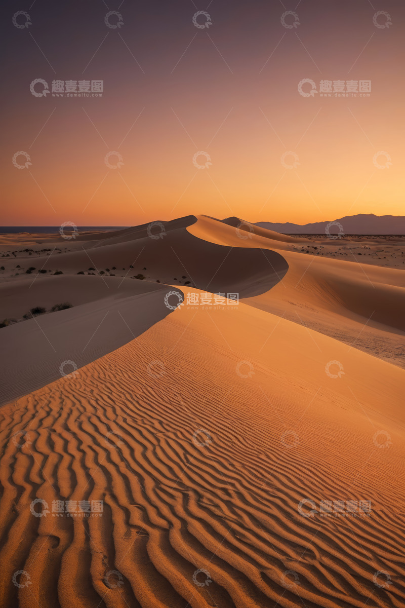 高清大图下载【趣麦麦图】沙漠沙丘日落自然风光
