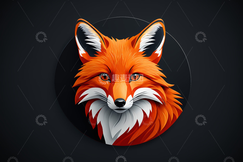 高清大图下载【趣麦麦图】橙色狐狸头部插画