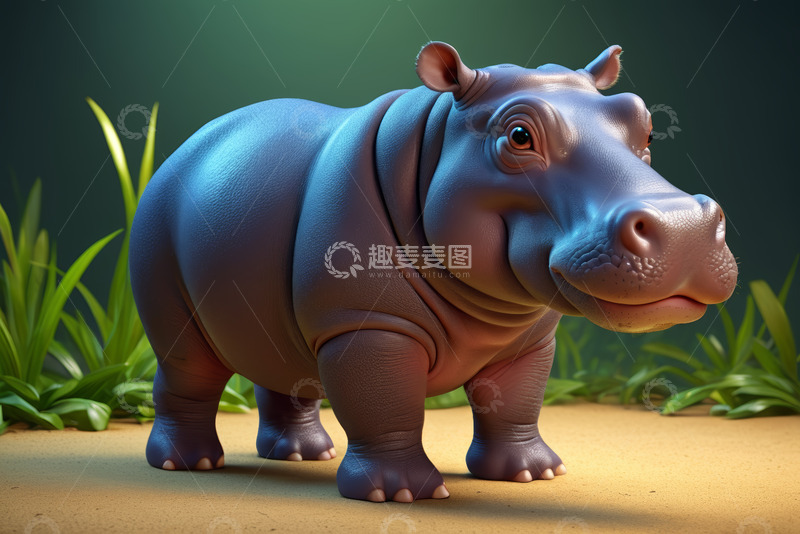 高清大图下载【趣麦麦图】卡通河马形象素材