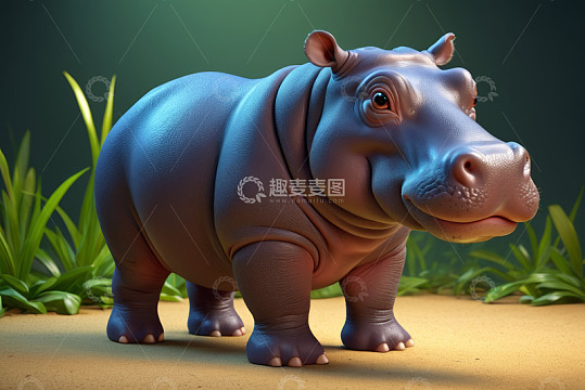 卡通河马形象素材