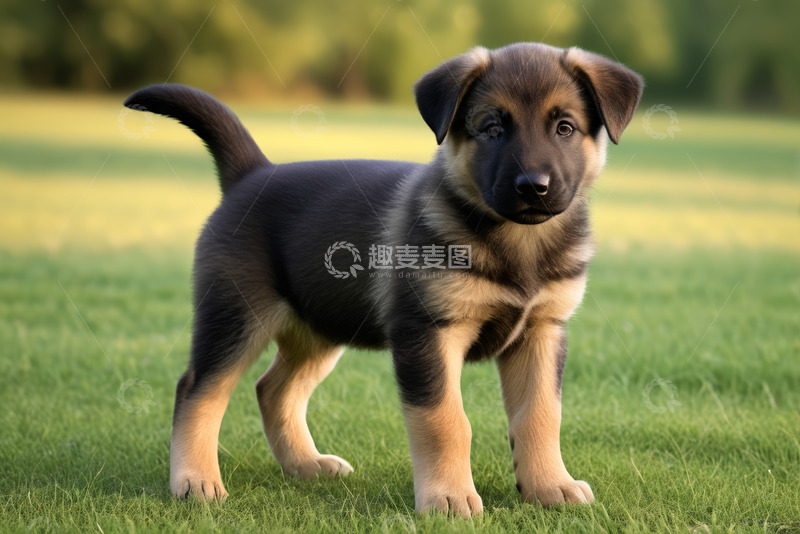 高清大图下载【趣麦麦图】草地上的德国牧羊犬幼犬