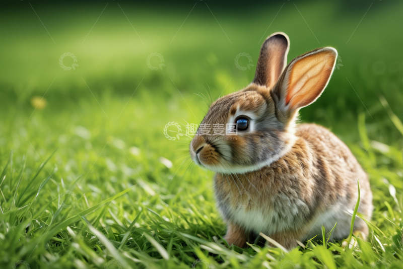 高清大图下载【趣麦麦图】草地上的可爱兔子特写