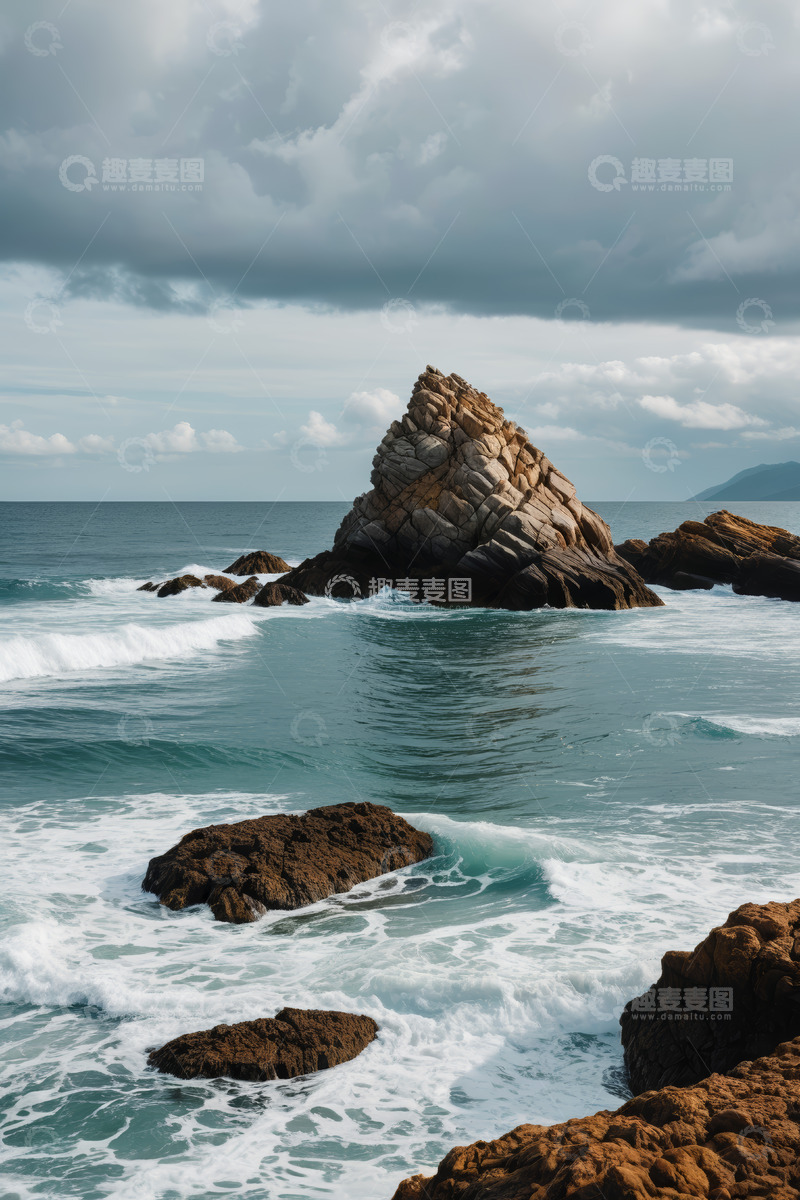 高清大图下载【趣麦麦图】海边礁石与海浪景观