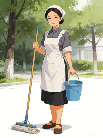 家政保洁阿姨绘画