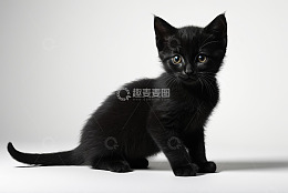 黑色小猫正坐姿态素材
