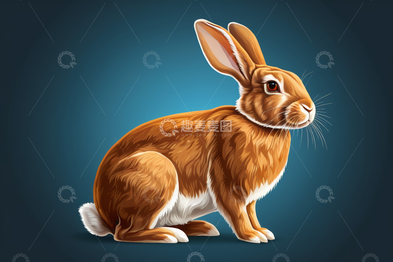 高清大图下载【趣麦麦图】棕色兔子侧坐画面
