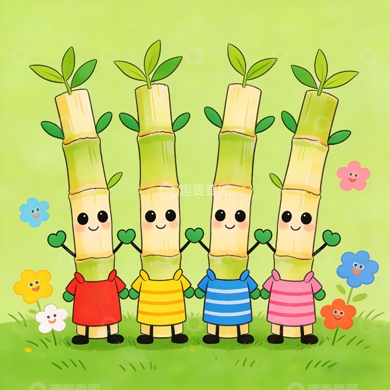 高清大图下载【趣麦麦图】甘蔗卡通绘画