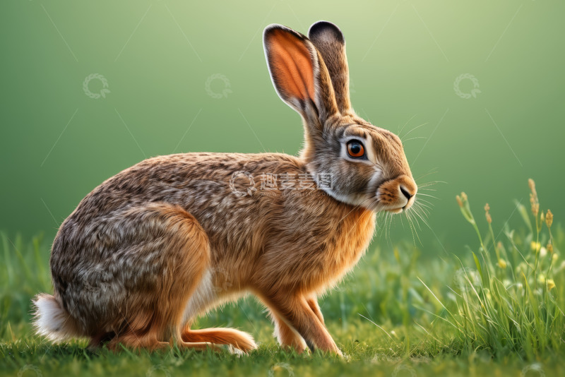 高清大图下载【趣麦麦图】草地上的野兔特写
