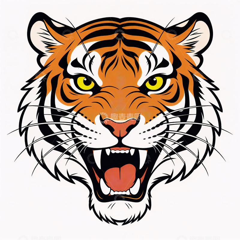 高清大图下载【趣麦麦图】一只咆哮的老虎头