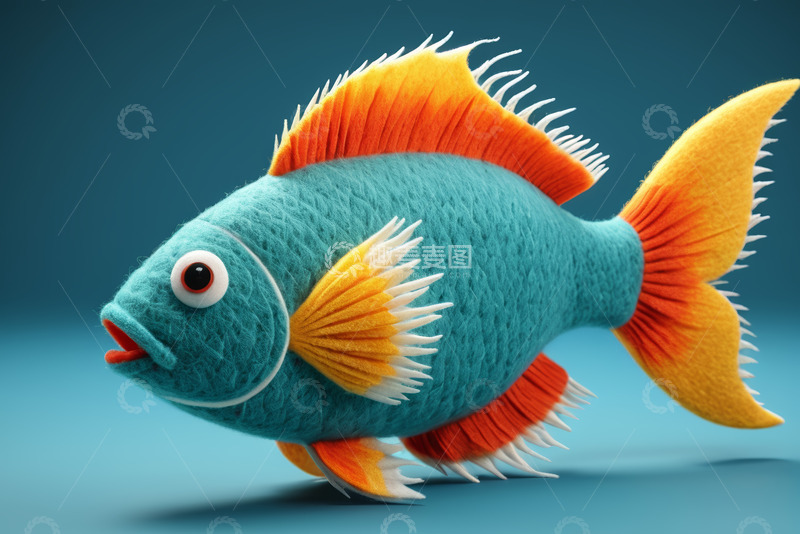 高清大图下载【趣麦麦图】彩色毛绒材质鱼特写素材