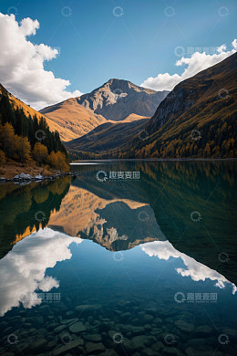 山水相依的自然风光全景